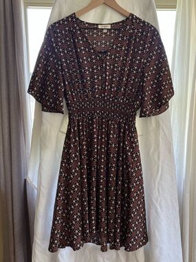 Umgee Black Floral Midi Dress